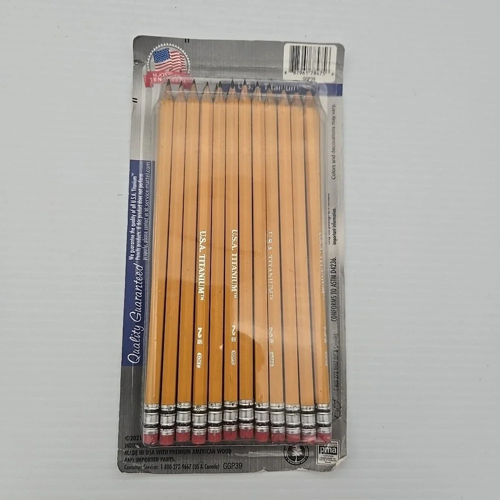 USA Titanium Premium Wood #2 Pencils, Sharpened, Long Lasting Erasers (24 Count)